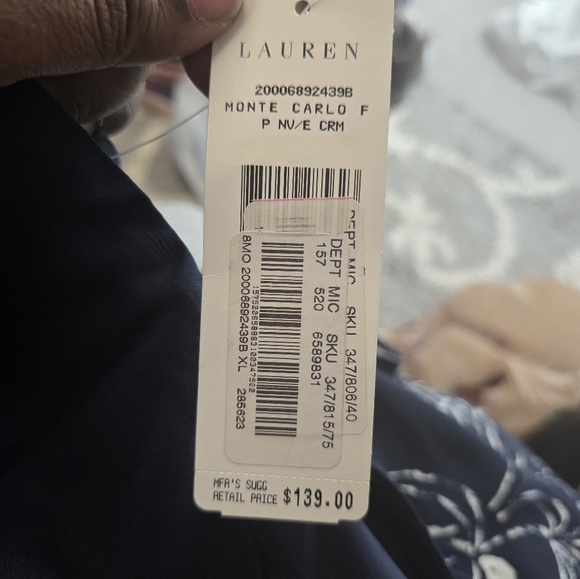 NWT Lauren Ralph Lauren Floral Navy 100% Silk Skirt Sz XL - Picture 8 of 8